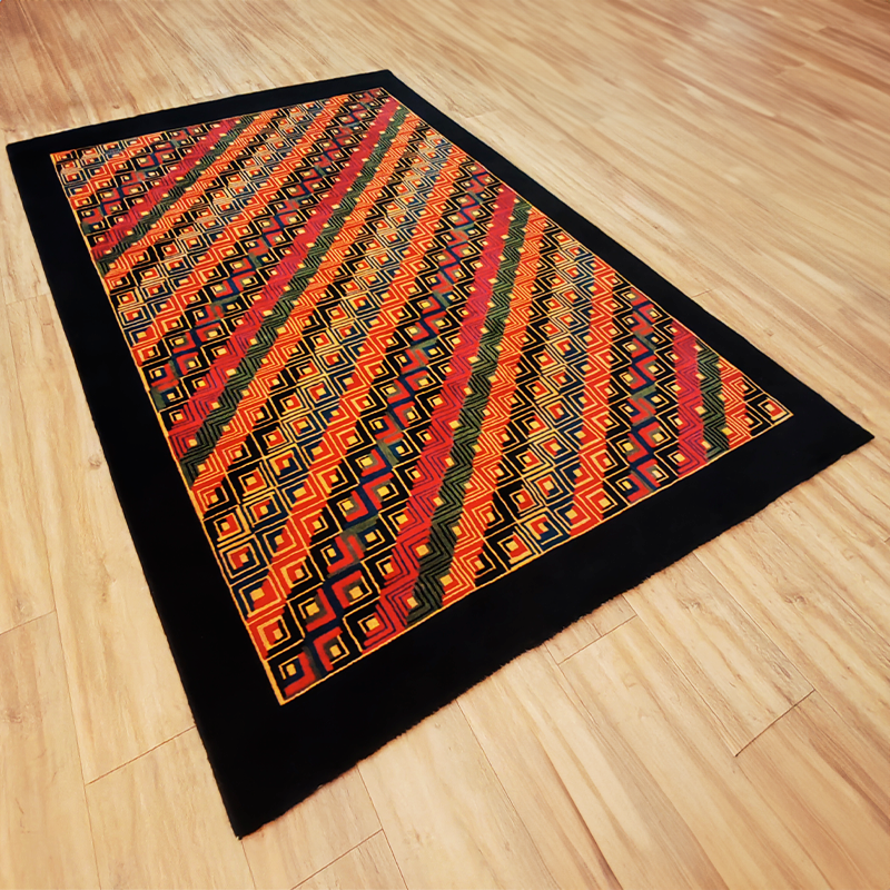 1980S Geometric Rug "Diagonal" by Missoni for T&J Vestor in Pure Wool.