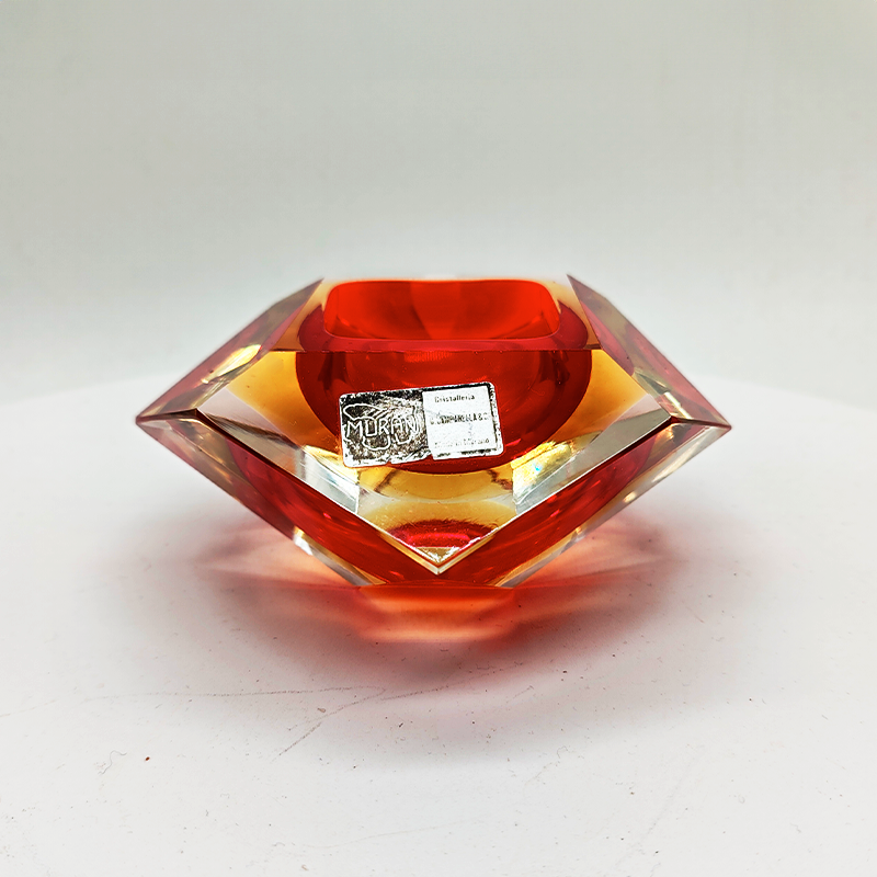 1960S Ashtray or Catch-all in Murano Glass by Flavio Poli for Seguso produced by the Master Glassmakers of C. Campanella - Label