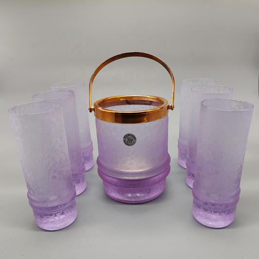 Crystal set with ice bucket and 4 glasses by VAV Cristallerie 1970s