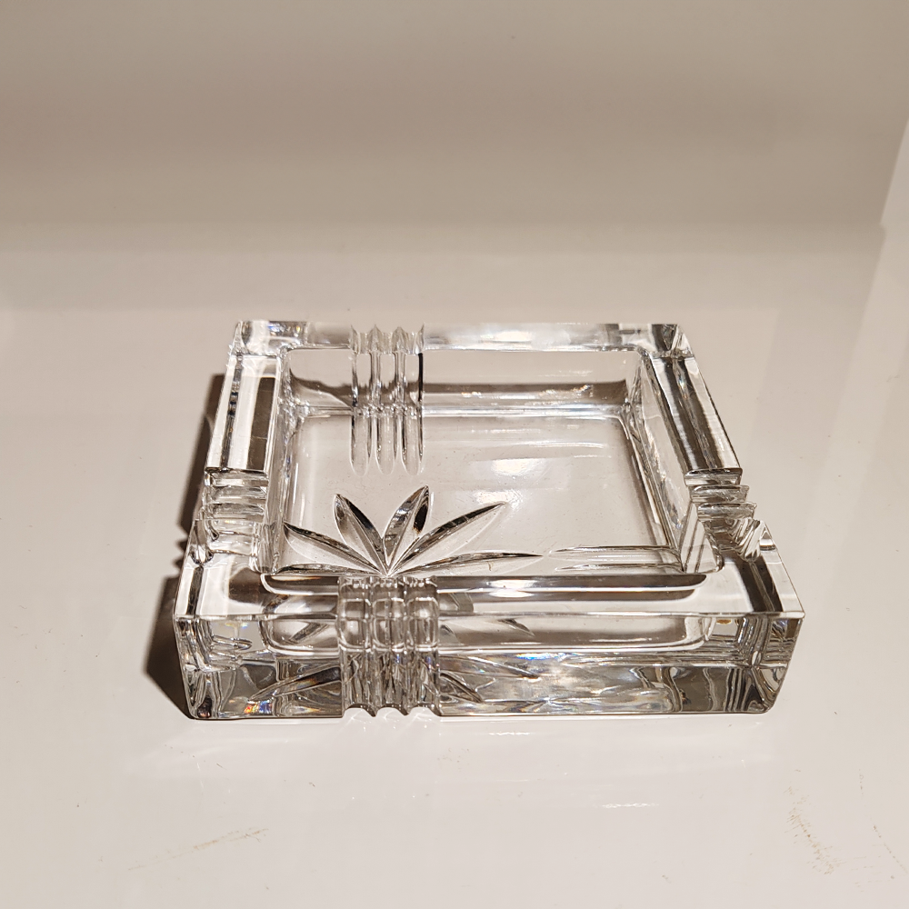 Vintage Crystal Smoking Set "Palms"  by Kristall Krisla. Made in Italy, 1970s