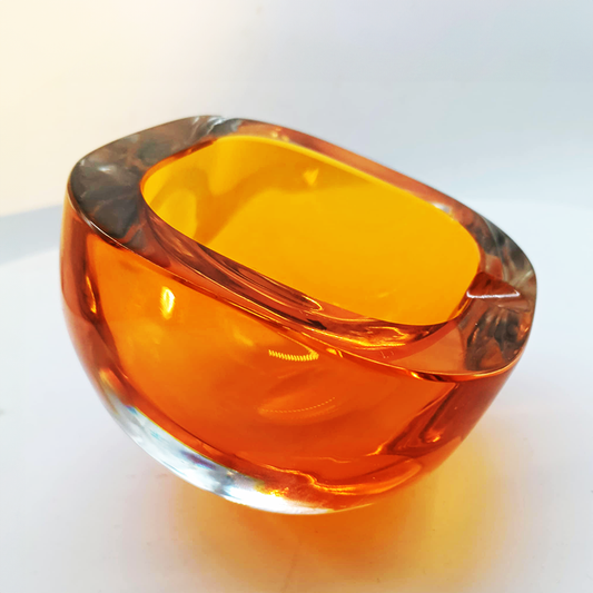 1960s Rare Square with Round Corners Ashtray or Catch-all in Murano Glass with inclined support