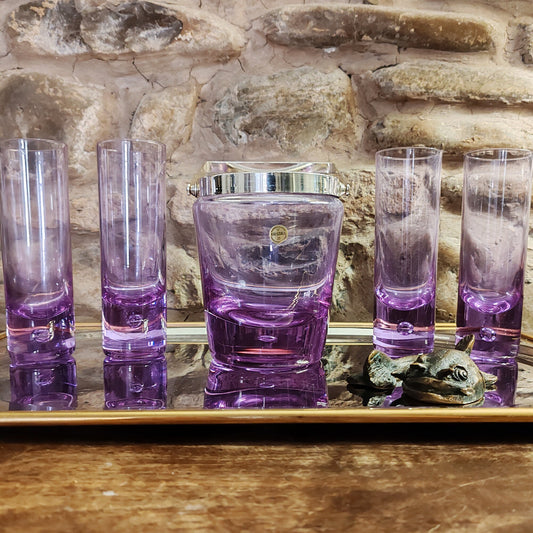 Vintage Crystal set with Ice Bucket and 4 Glasses by VB Kristall - 1970s