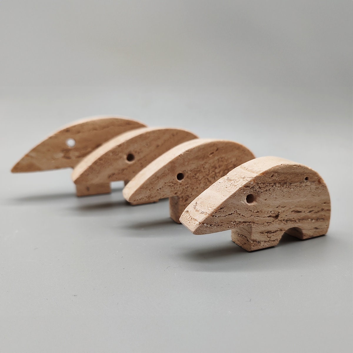 Vintage Big Travertine Anteater Sculptures by Enzo Mari for F.lli Mannelli - Set of 4 - 1970s