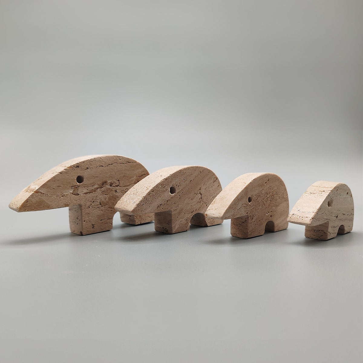 Vintage Big Travertine Anteater Sculptures by Enzo Mari for F.lli Mannelli - Set of 4 - 1970s