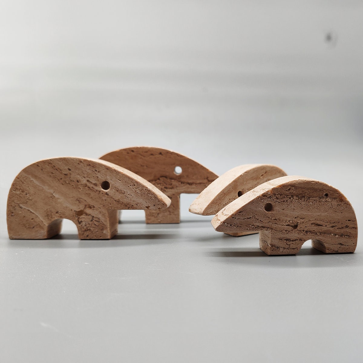 Vintage Big Travertine Anteater Sculptures by Enzo Mari for F.lli Mannelli - Set of 4 - 1970s
