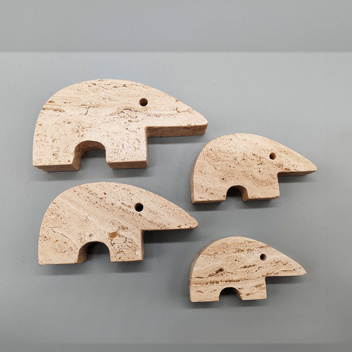 Vintage Big Travertine Anteater Sculptures by Enzo Mari for F.lli Mannelli - Set of 4 - 1970s