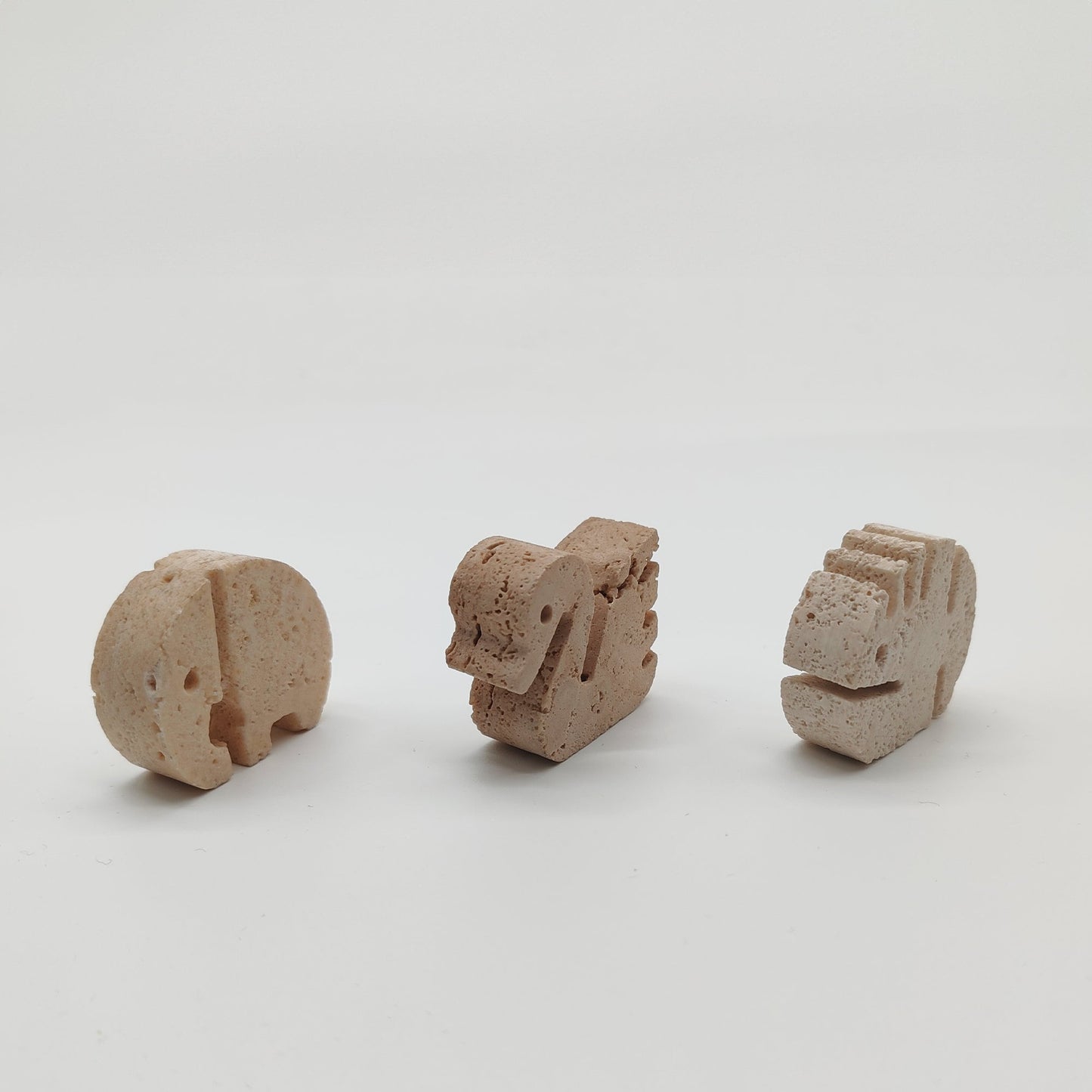 Vintage Travertine Sculptures by Enzo Mari for F.lli Mannelli - set of 3 - Small size - 1970s