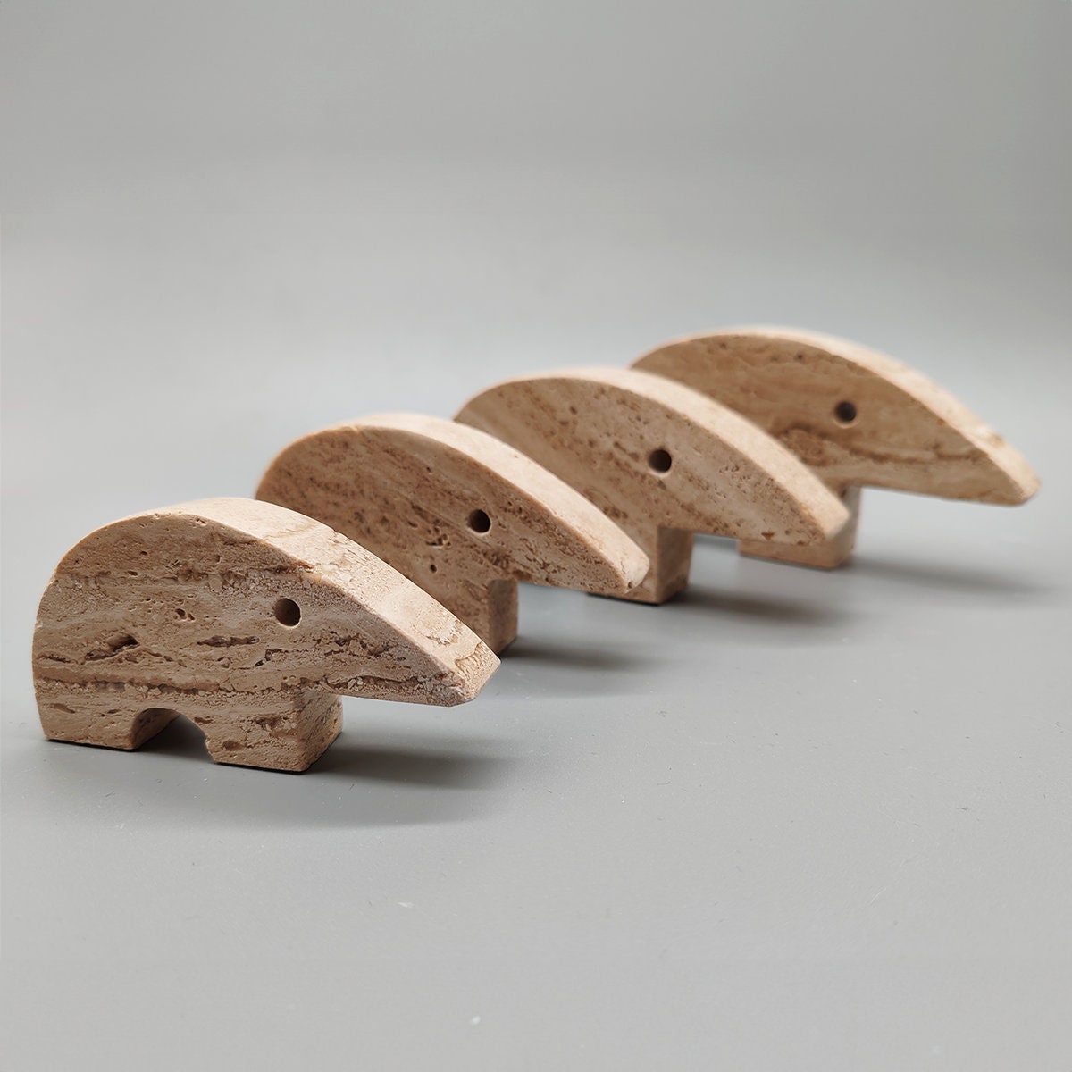 Vintage Big Travertine Anteater Sculptures by Enzo Mari for F.lli Mannelli - Set of 4 - 1970s