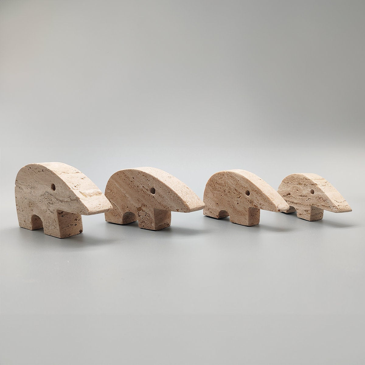 Vintage Big Travertine Anteater Sculptures by Enzo Mari for F.lli Mannelli - Set of 4 - 1970s