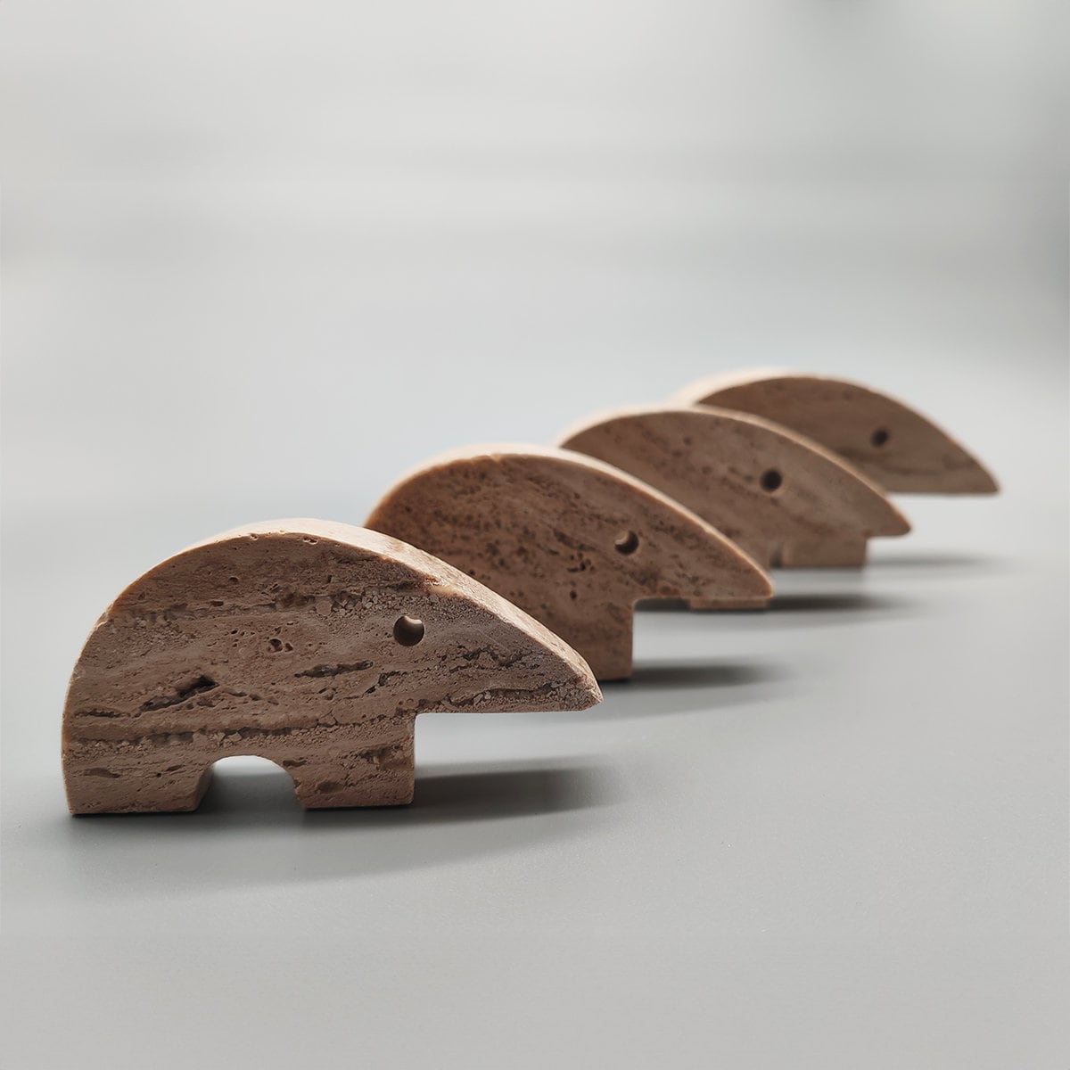 Vintage Big Travertine Anteater Sculptures by Enzo Mari for F.lli Mannelli - Set of 4 - 1970s