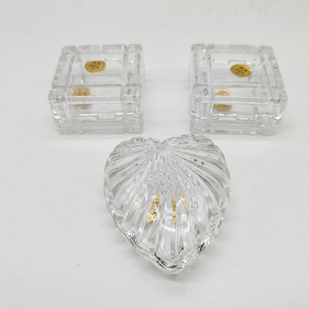 Vintage Set of Crystal jewelery Boxes by RCR - Set of Three - Italy 1970s.