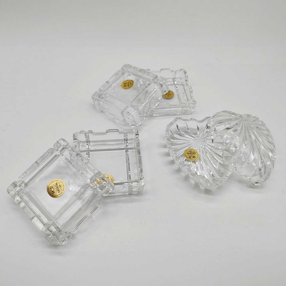 Vintage Set of Crystal jewelery Boxes by RCR - Set of Three - Italy 1970s.