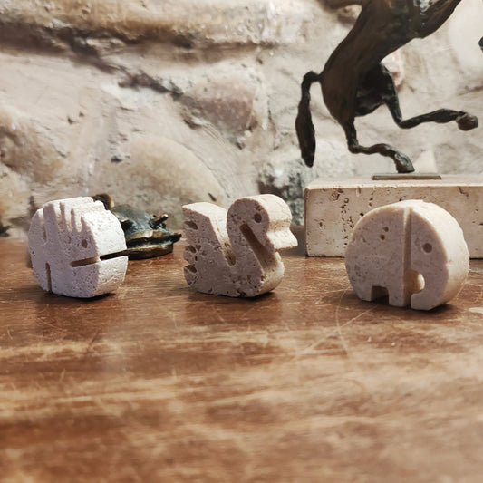 Vintage Travertine Sculptures by Enzo Mari for F.lli Mannelli - set of 3 - Small size - 1970s