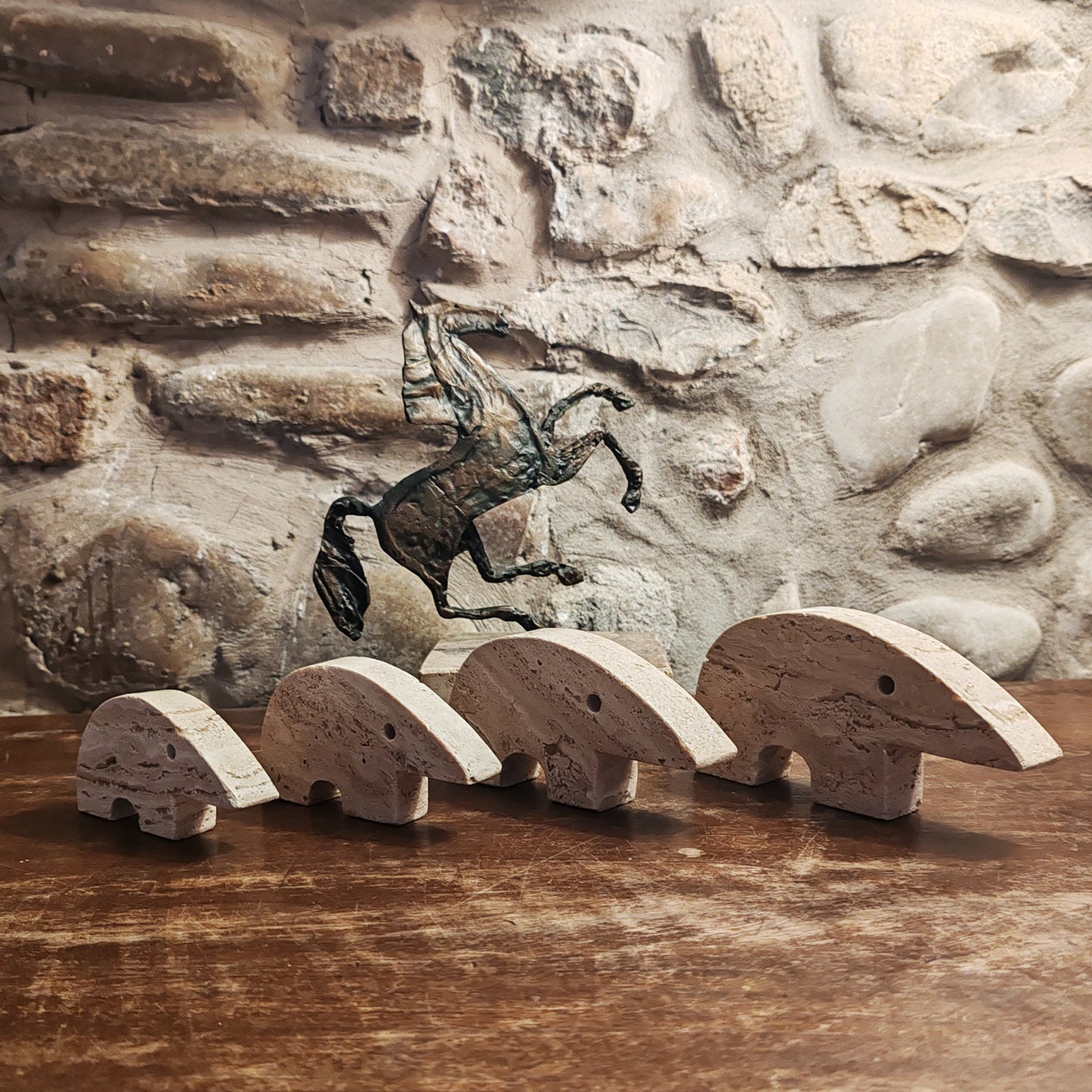 Vintage Big Travertine Anteater Sculptures by Enzo Mari for F.lli Mannelli - Set of 4 - 1970s