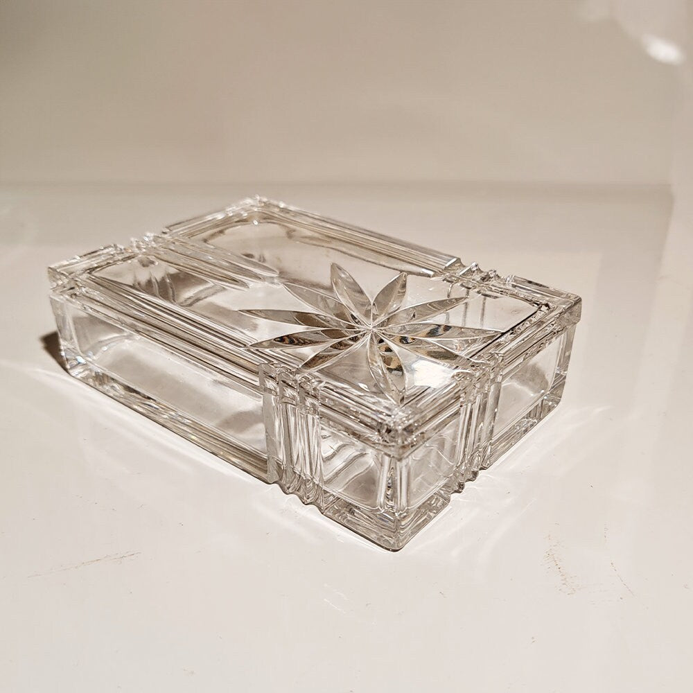 Vintage Crystal Smoking Set "Palms" by Kristall Krisla. Made in Italy, 1970s