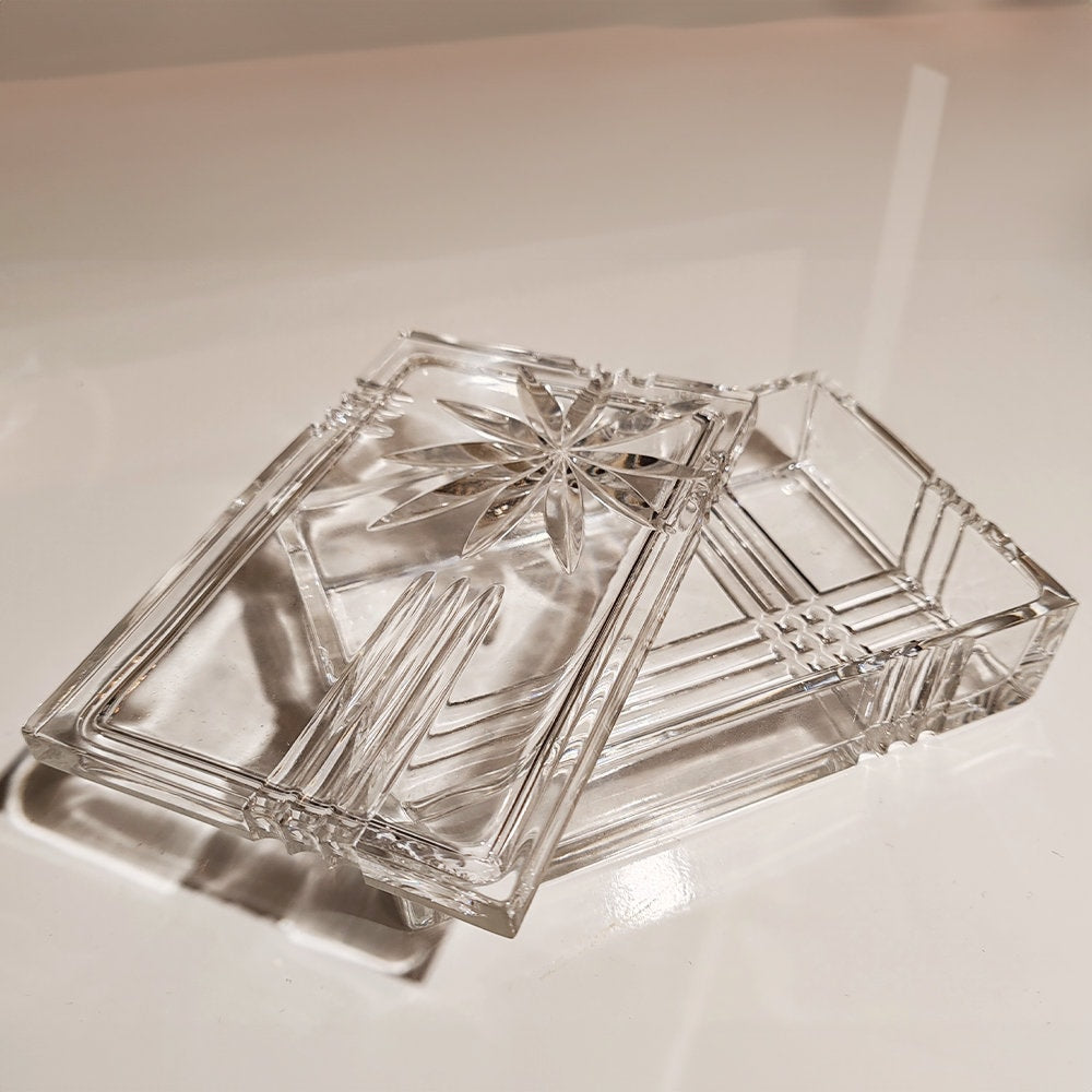 Vintage Crystal Smoking Set "Palms" by Kristall Krisla. Made in Italy, 1970s