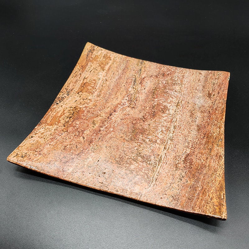 Wonderful Vintage Tray or Empty Pocket in Travertine. Made in Italy -1970s