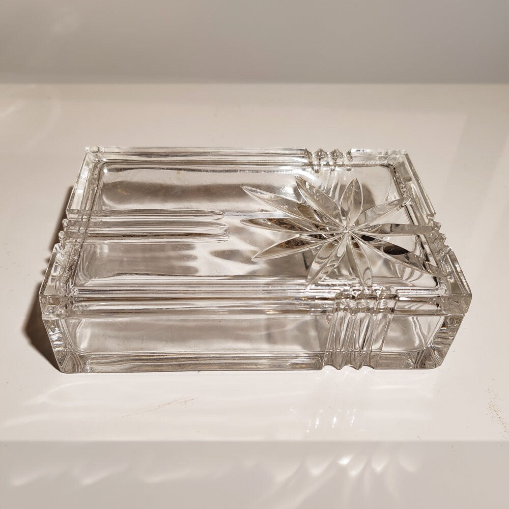 Vintage Crystal Smoking Set "Palms" by Kristall Krisla. Made in Italy, 1970s