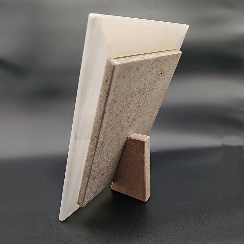 Astonishing big Photo Frame in Onyx and Travertine - made in Italy - 1970s.