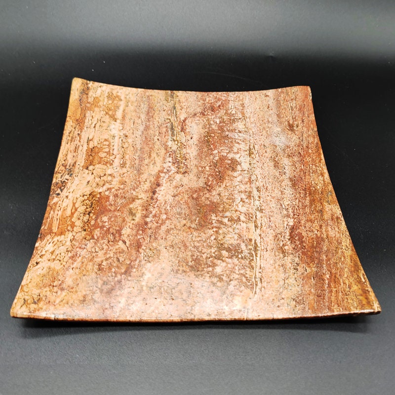 Wonderful Vintage Tray or Empty Pocket in Travertine. Made in Italy -1970s