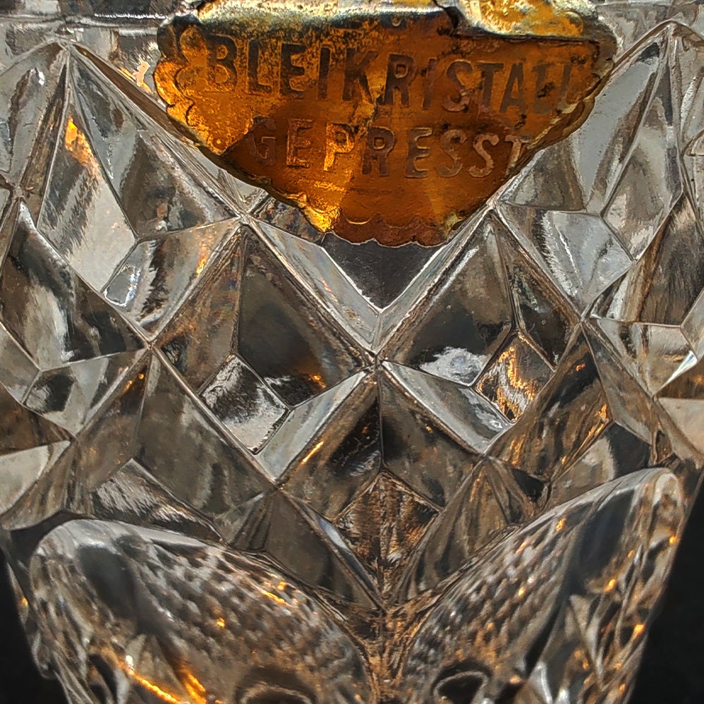 1950s Cocktail Shaker in Pressed Lead Crystal. Made in Germany.