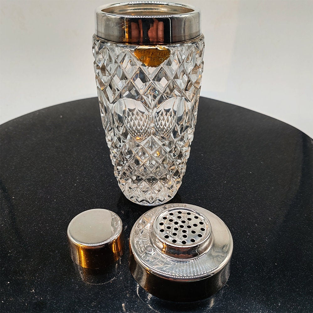1950s Cocktail Shaker in Pressed Lead Crystal. Made in Germany.