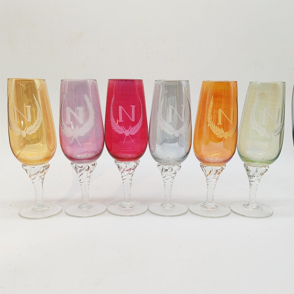 1970s Set of 6 Wine Glasses by Napoleon.