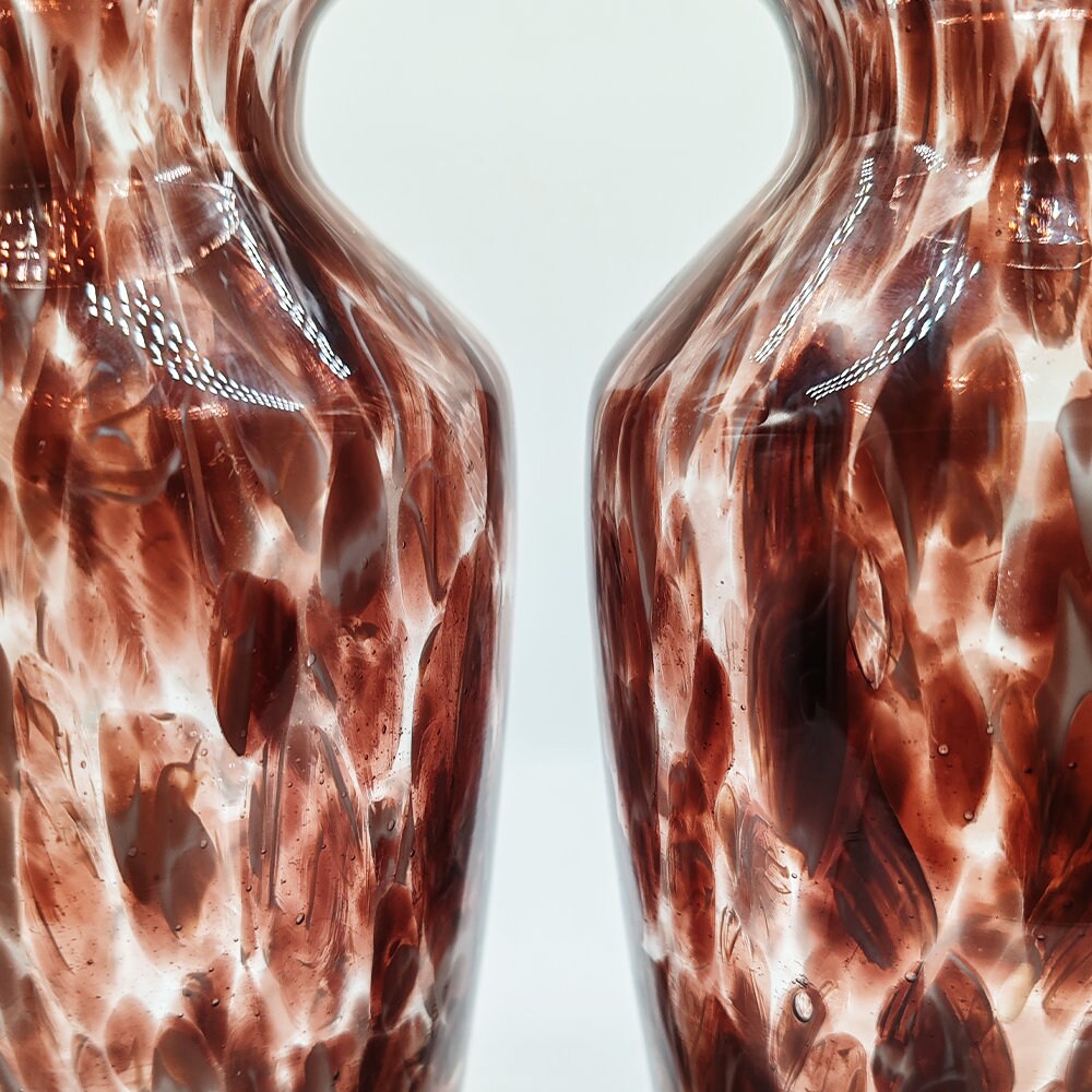 1960sStunning Pair of Hand Made Vases in Murano Glass.