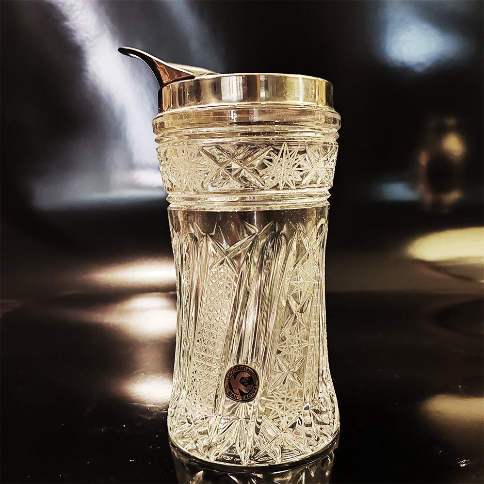 1960s Set with 2 Cocktail Shaker and Ice Bucket in Lead Crystal by Kristall Krisla. Made in Italy.