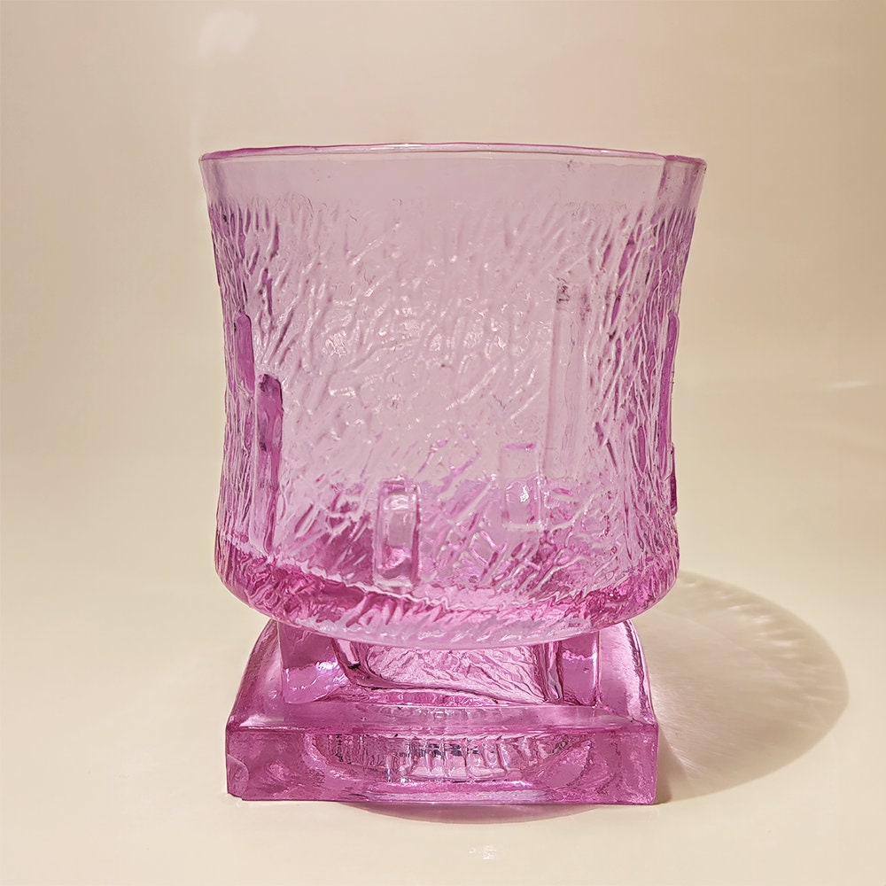 1960s Stunning Set with Ice Bucket and 6 Glasses in Murano Glass - Alexandrite. Made in Italy.