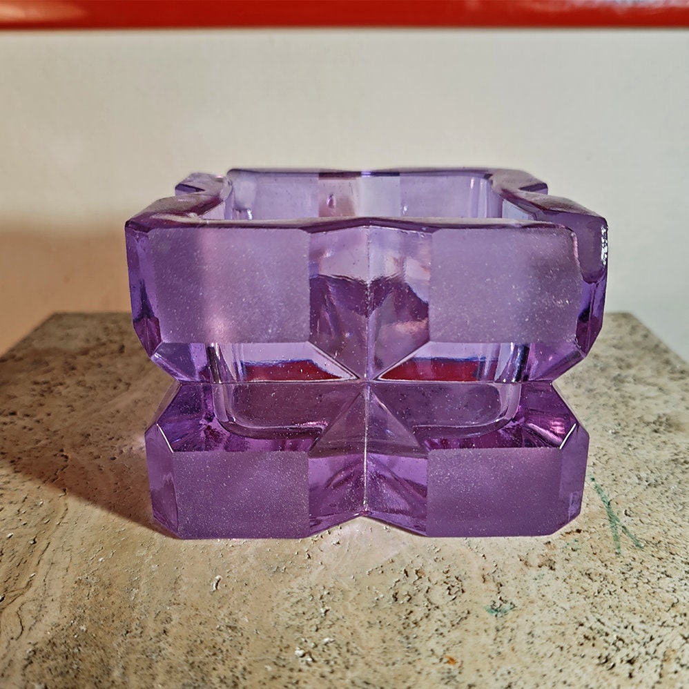 1970s Purple Smoking Set by Antonio Imperatore in Lead Crystal . Made in Italy