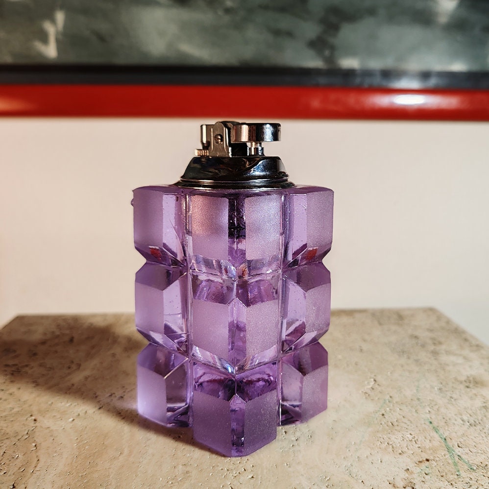 1970s Purple Smoking Set by Antonio Imperatore in Lead Crystal . Made in Italy