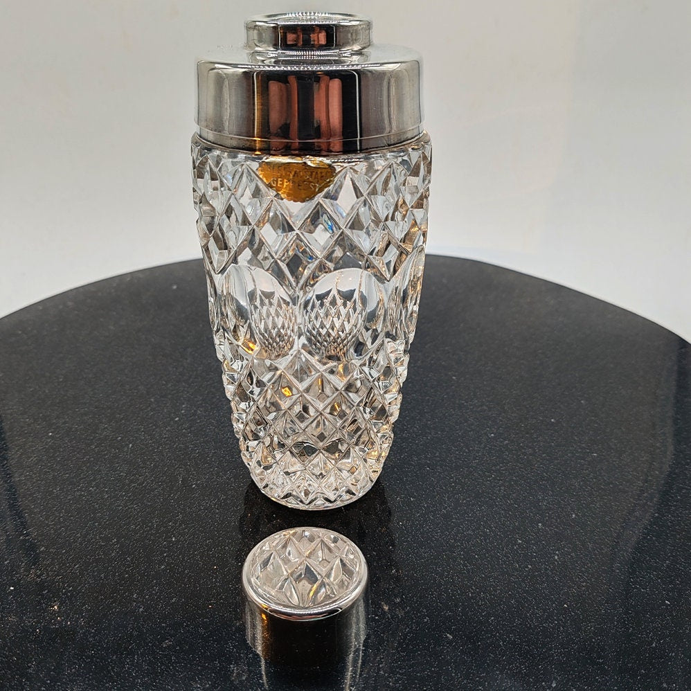 1950s Cocktail Shaker in Pressed Lead Crystal. Made in Germany.