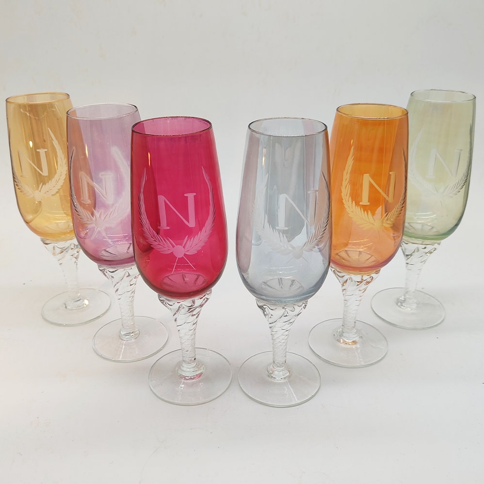 1970s Set of 6 Wine Glasses by Napoleon.