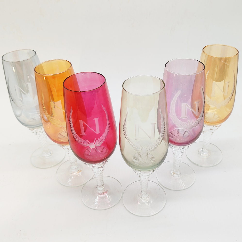 1970s Set of 6 Wine Glasses by Napoleon.