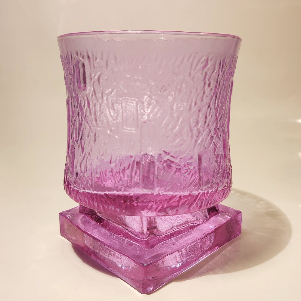 1960s Stunning Set with Ice Bucket and 6 Glasses in Murano Glass - Alexandrite. Made in Italy.