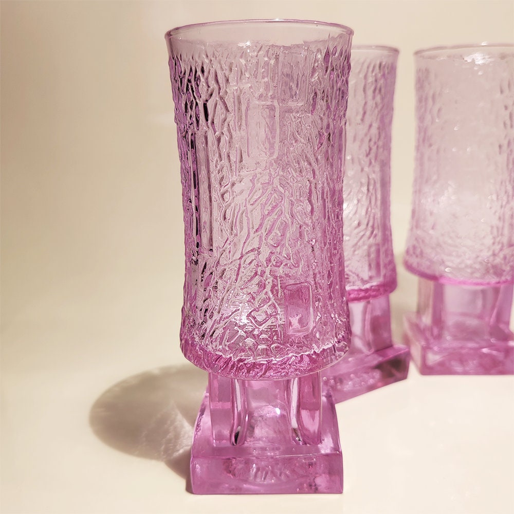 1960s Stunning Set with Ice Bucket and 6 Glasses in Murano Glass - Alexandrite. Made in Italy.