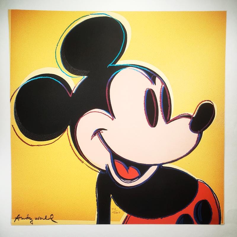 1980S Andy Warhol "Mickey Mouse" Limited Edition Lithograph by CMOA - Carnegie Museum of Art - Pittsburgh. Numbered in Pencil.