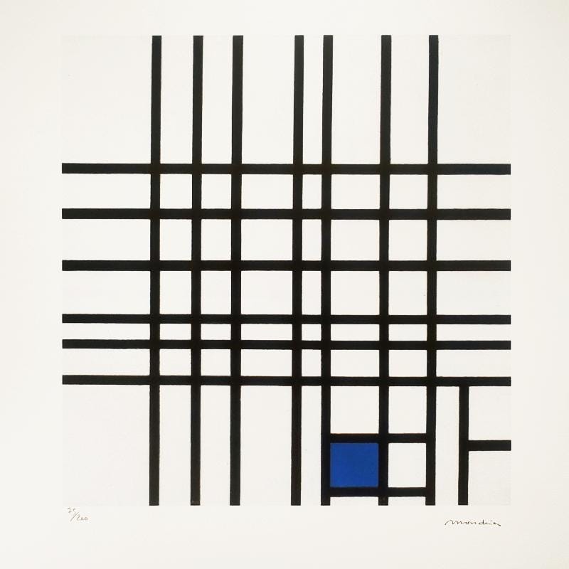1970S Piet Mondrian Limited Series Lithograph Numbered in Pencil.