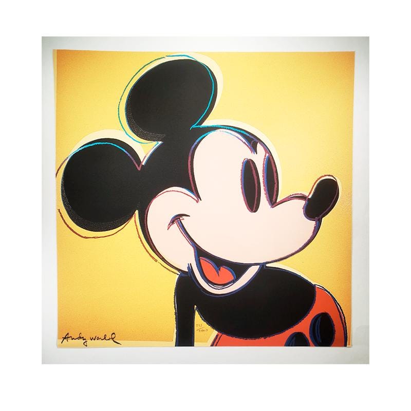 1980S Andy Warhol "Mickey Mouse" Limited Edition Lithograph by CMOA - Carnegie Museum of Art - Pittsburgh. Numbered in Pencil.
