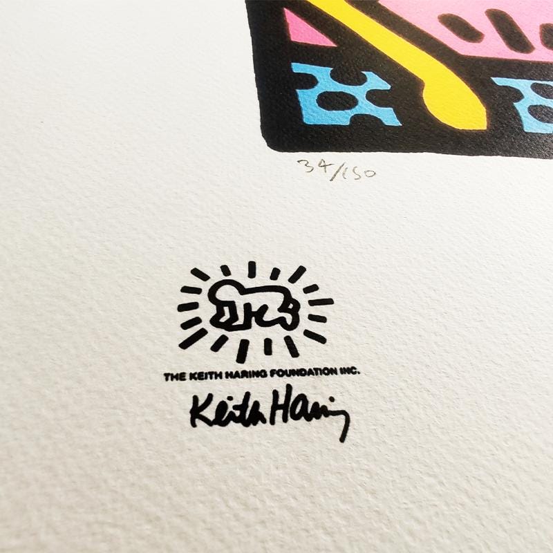 1990s Keith Haring Limited Edition Lithograph Numbered in Pencil.