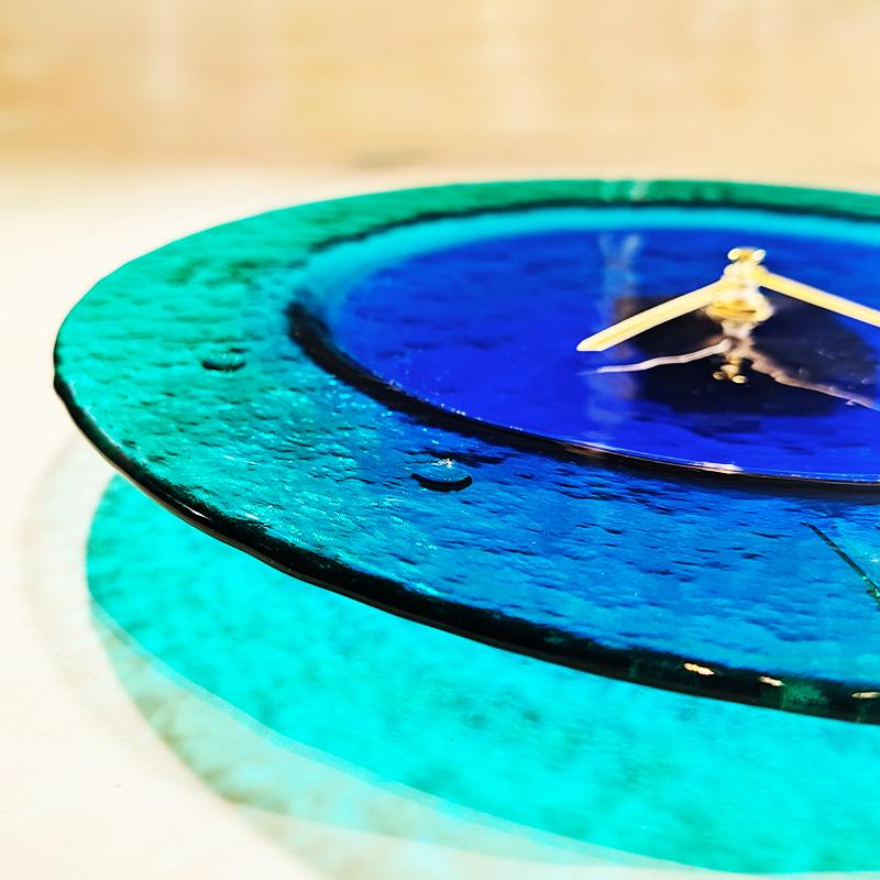 1970s Amazing Wall Clock in Murano Glass by Ca' dei Vetrai. Made in Italy.