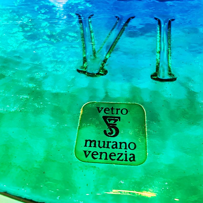 1970s Amazing Wall Clock in Murano Glass by Ca' dei Vetrai. Made in Italy.