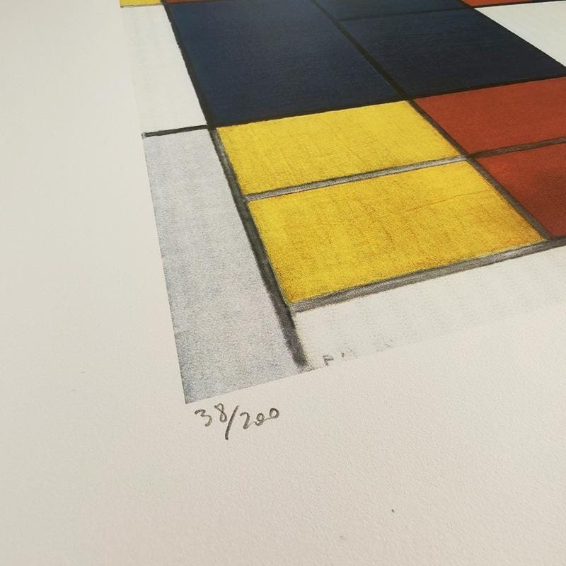 1970S Piet Mondrian Limited Editioin Lithograph Numbered  in Pencil.