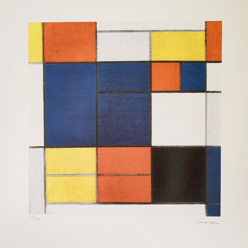 1970S Piet Mondrian Limited Editioin Lithograph Numbered  in Pencil.