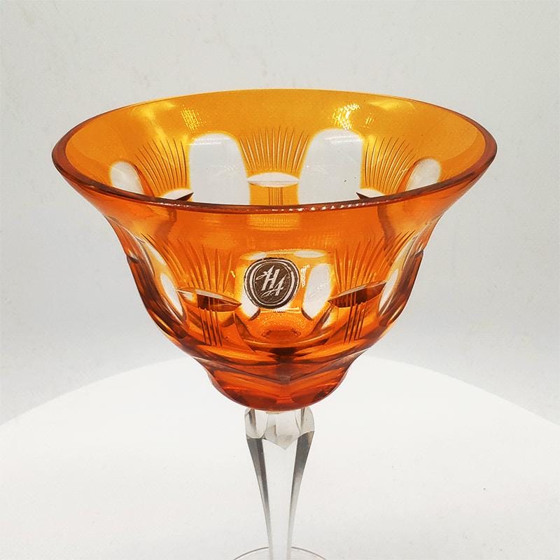 1950s  Set of 4 Big Crystal Glasses by Nachtman. Diam 10  - 20 h cm. / Diam 3.93 - 7.87 h inches.