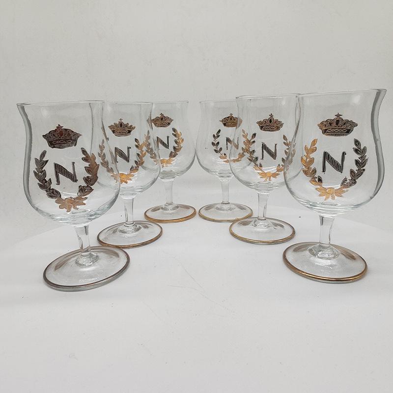 1970s Set of 6 Liquor Glasses by Napoleon with Gold Finishes.