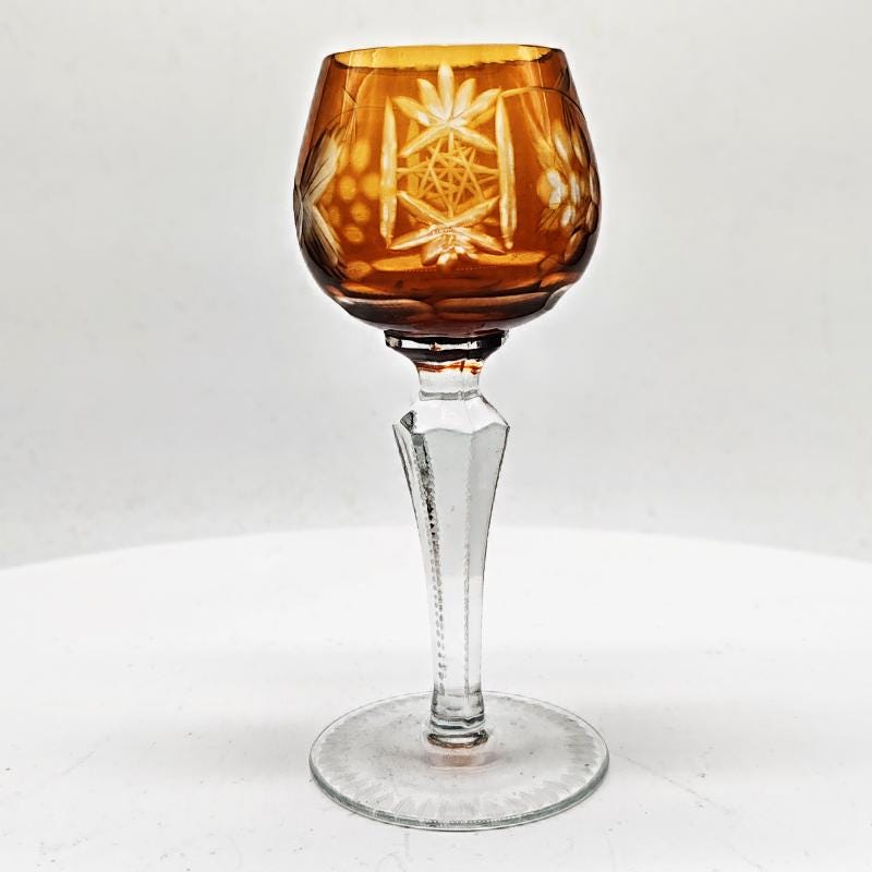 1960s Stunning Set of 6 Liquor Glasses Traube Cordial by Nachtmann in Cut  Crystal. Made in Germany.