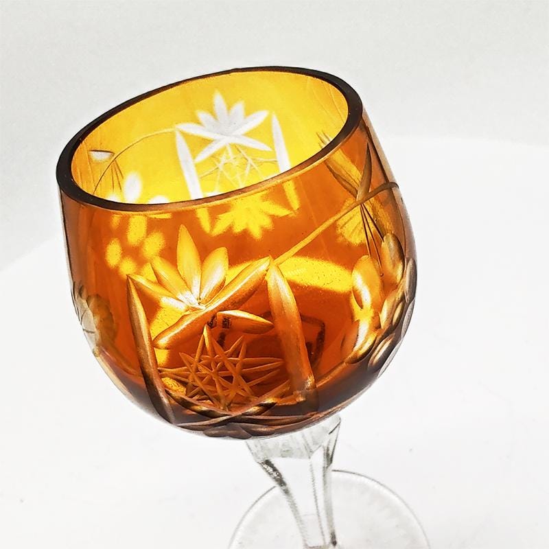 1960s Stunning Set of 6 Liquor Glasses Traube Cordial by Nachtmann in Cut  Crystal. Made in Germany.