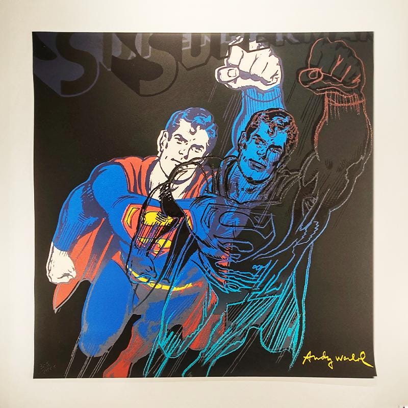 1980s Andy Warhol " Superman " Limited Edition Lithograph by CMOA - Carnegie Museum of Art - Pittsburgh. Numbered in Pencil.